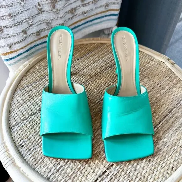 Bottega Veneta Stretch Lounge Nappa Leather Square Open Toe Heel Sandals Size 42 - Picture 3 of 10